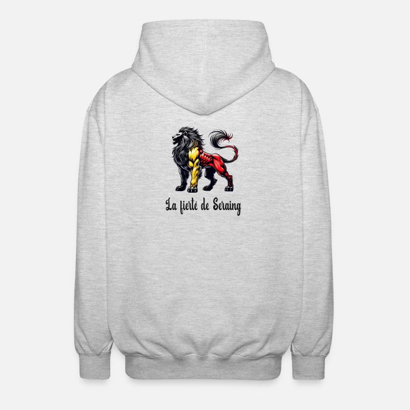 Seraing Löwe Flaggen Design - Unisex Kapuzenjacke - Hellgrau meliert
