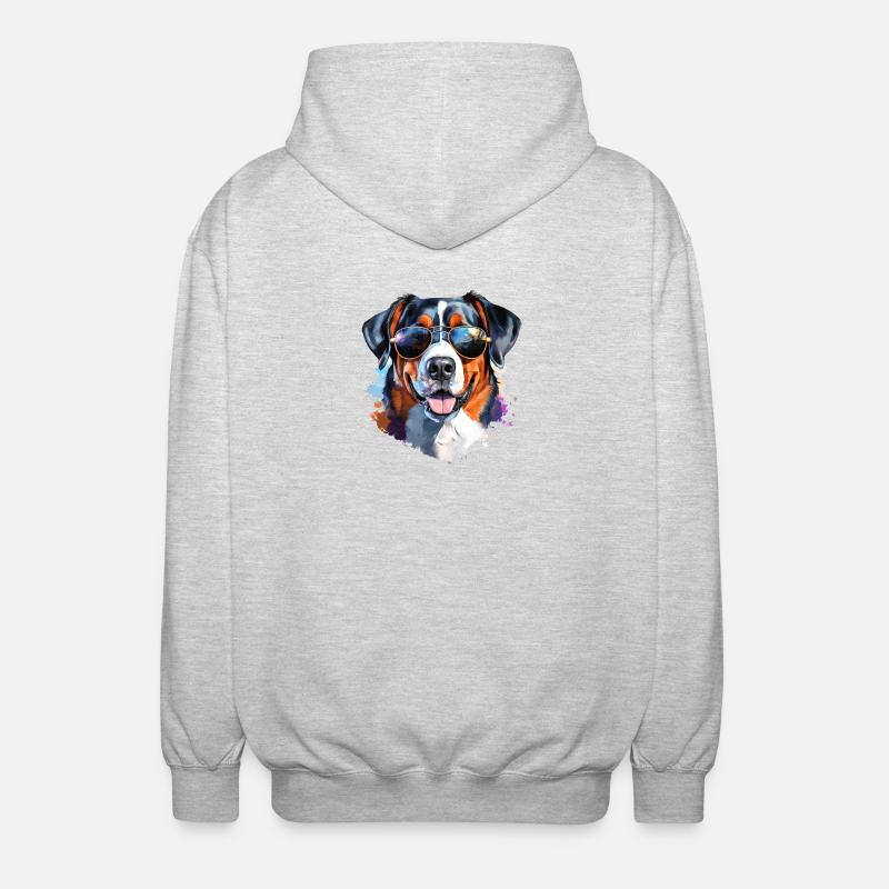 Entlebucher with sunglasses - Unisex Hooded Jacket - light heather grey