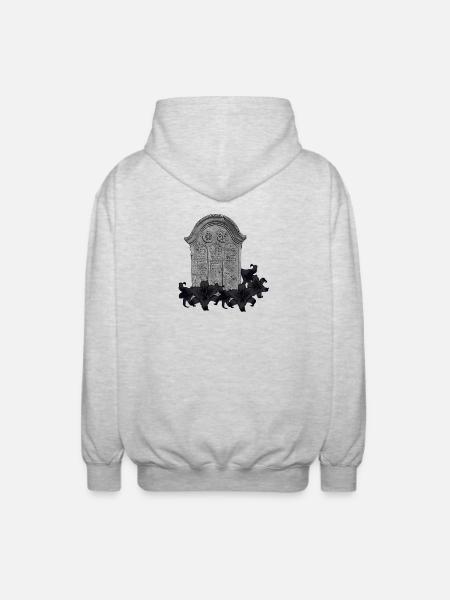 Gothischer Grabstein mit Lilienschmuck - Unisex Kapuzenjacke - Hellgrau meliert