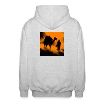 Wilde Wüste - Unisex Kapuzenjacke - Hellgrau meliert - Hinten - AI Model Male 185 light (185cm)