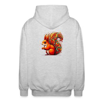 Eichhörnchen - Unisex Kapuzenjacke - Hellgrau meliert - Hinten - AI Model Male 185 light (185cm)