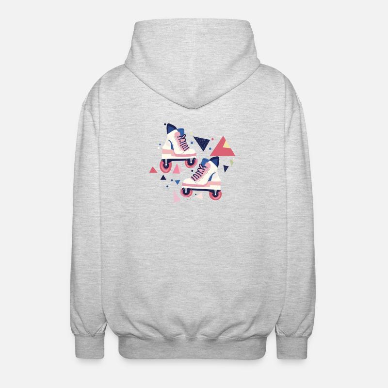 90s pattern roller skates - Unisex Hooded Jacket - light heather grey