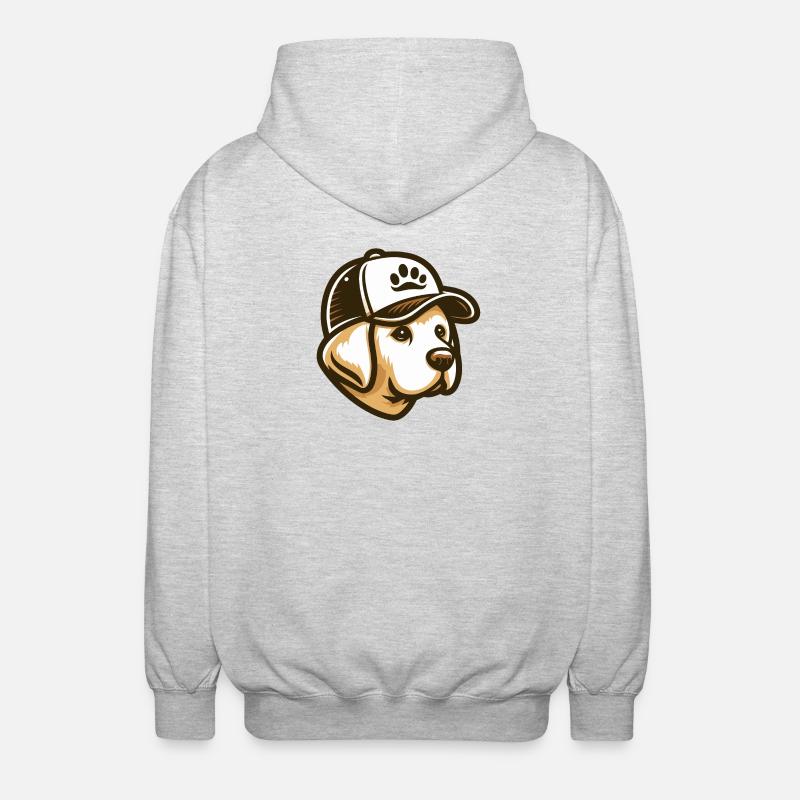 Labradorkopf mit Kappe - Unisex Kapuzenjacke - Hellgrau meliert