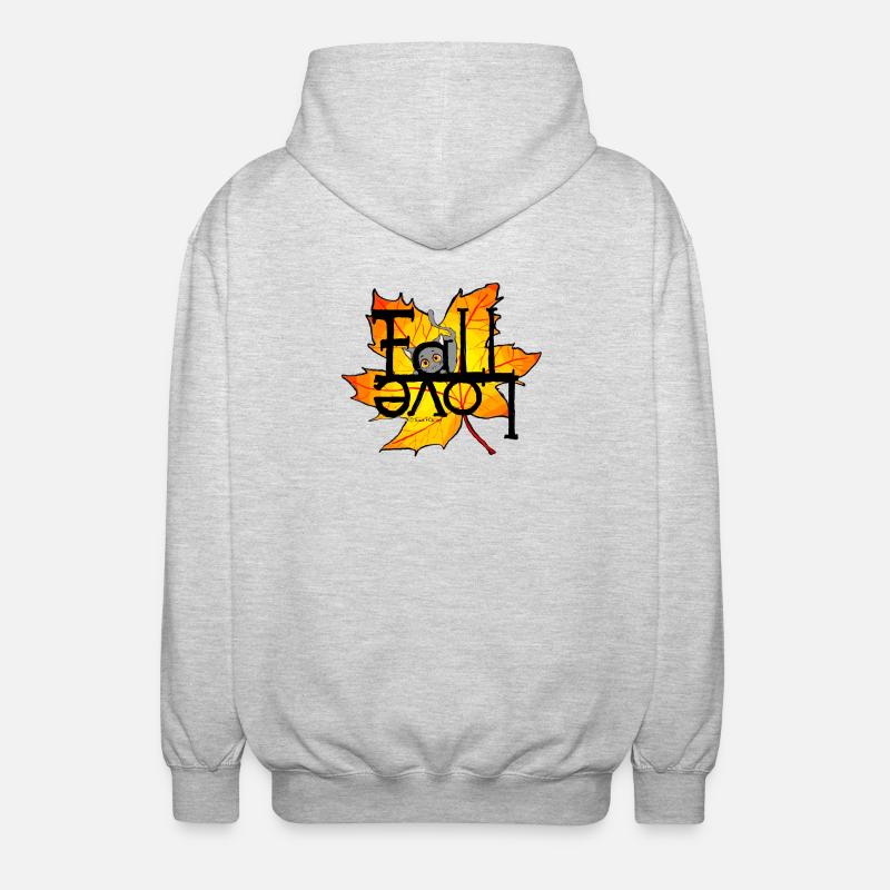 Herbst-Katze Fall Love - Unisex Kapuzenjacke - Hellgrau meliert