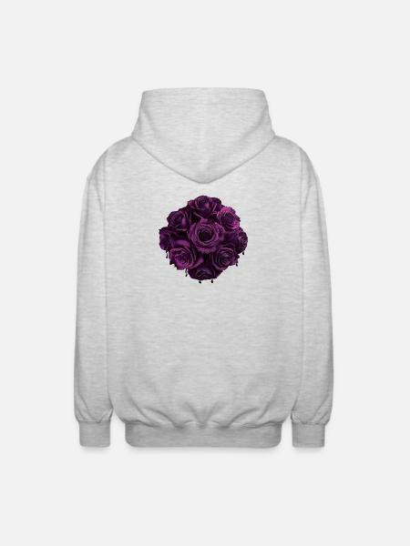 Purpurrose Bouquet Noir - Unisex Kapuzenjacke - Hellgrau meliert