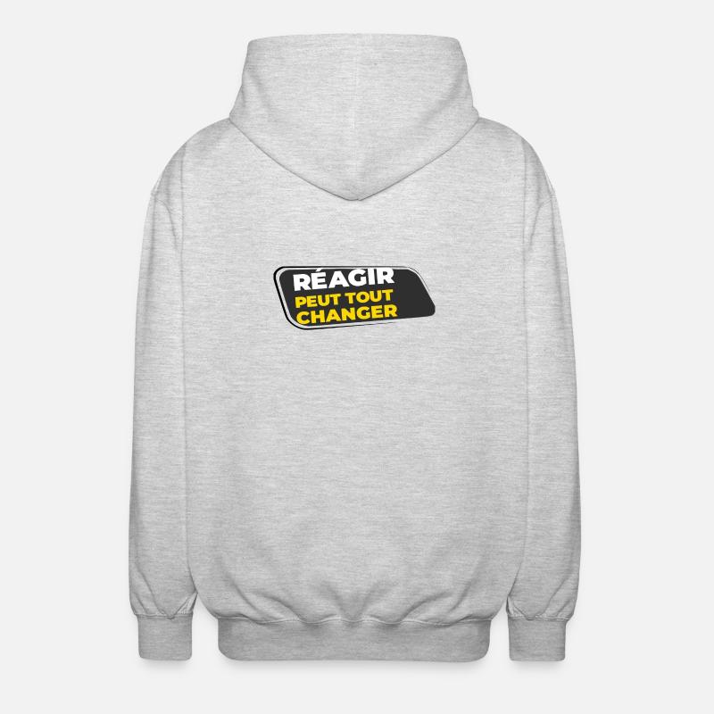 Réagir peut tout changer - Veste à capuche unisexe - gris clair chiné