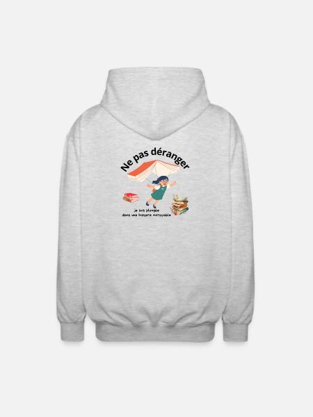 Ne pas déranger lecture - Veste à capuche unisexe - gris clair chiné