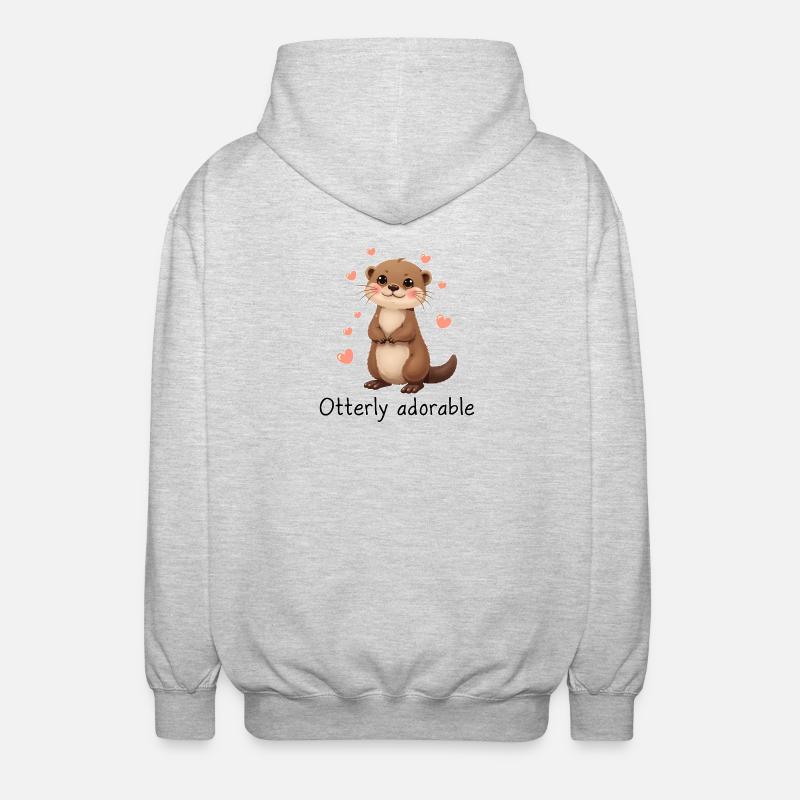 Otterly Adorable Blushing Otter - Unisex Kapuzenjacke - Hellgrau meliert