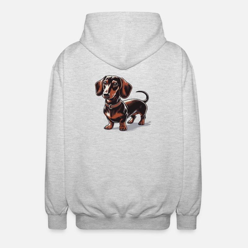 Dachshund - Unisex Hooded Jacket - light heather grey