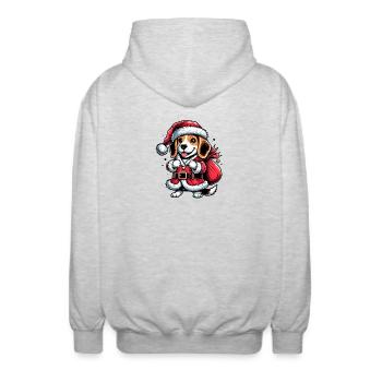Beagle Santa Claus - Veste à capuche unisexe - gris clair chiné - Dos - AI Model Male 185 light (185cm)