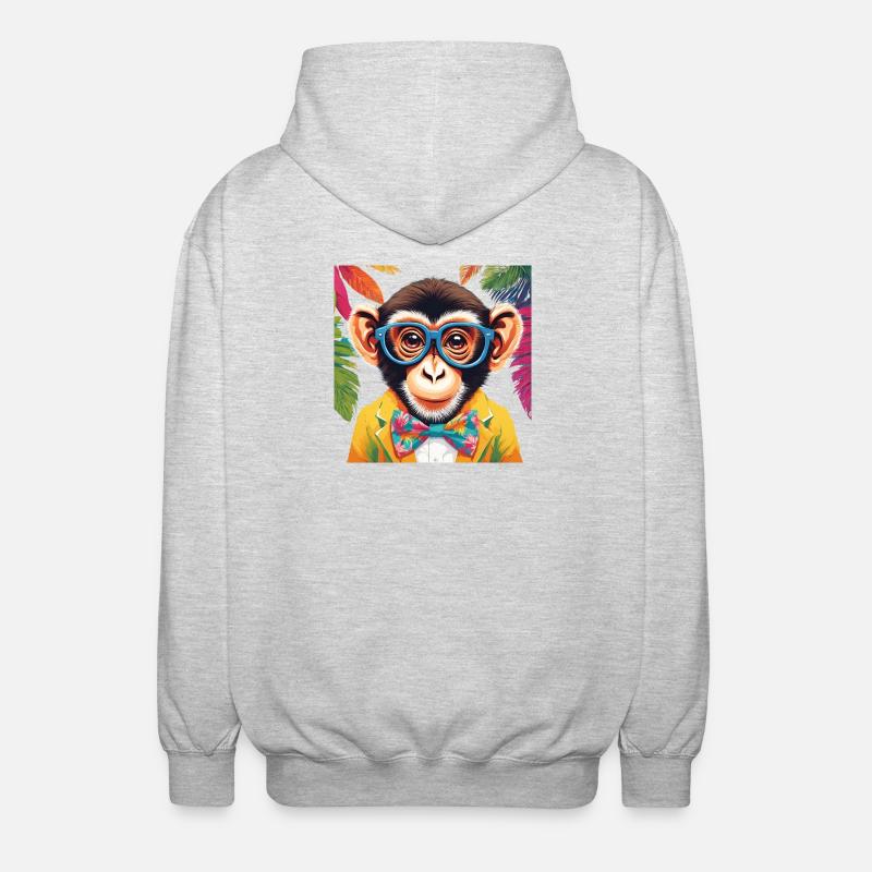 Singe vibrant en tenue élégante - Veste à capuche unisexe - gris clair chiné