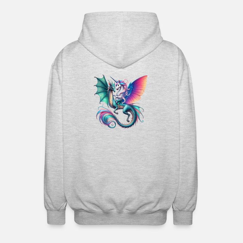 Regenbogen Drachen EInhorn Fusion - Unisex Kapuzenjacke - Hellgrau meliert
