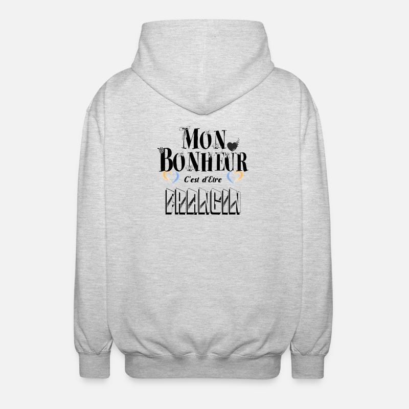 Mon Bonheur C'est d'Etre Frangin - Veste à capuche unisexe - gris clair chiné