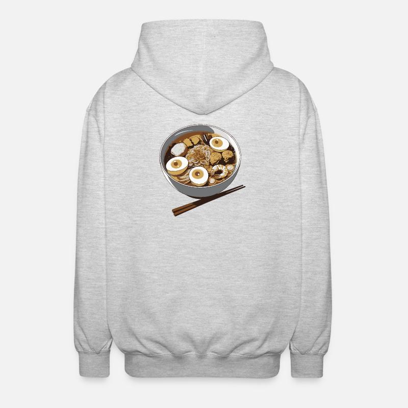 Ramen Eier Bowl Illustration - Unisex Kapuzenjacke - Hellgrau meliert