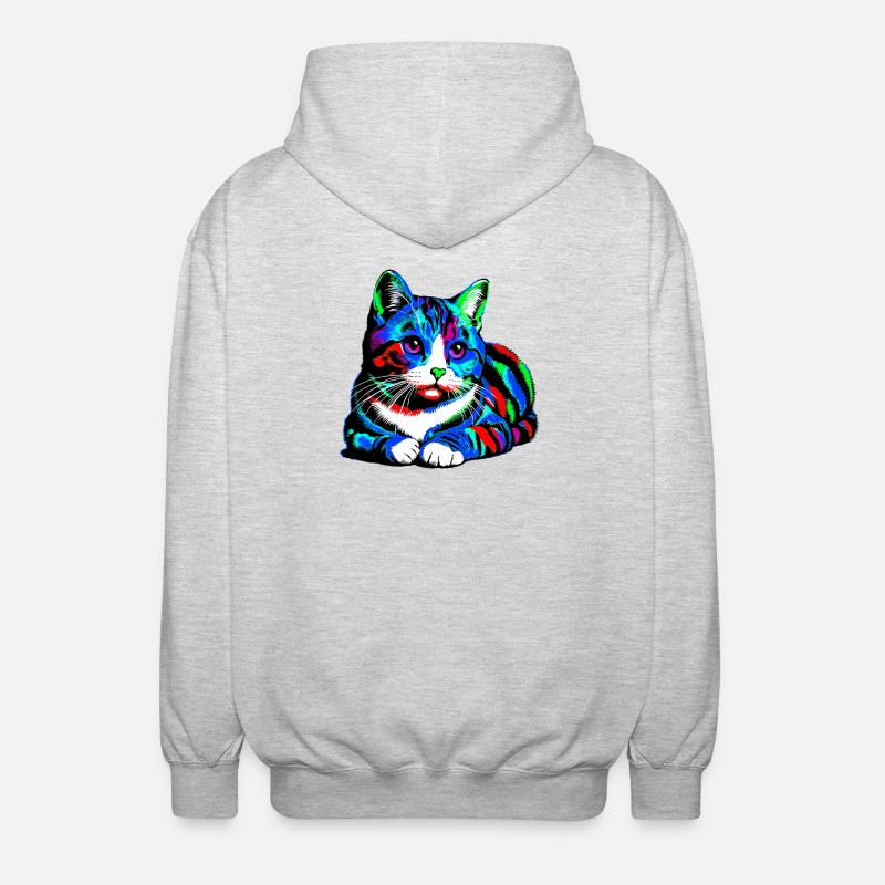 Katze - Unisex Kapuzenjacke - Hellgrau meliert