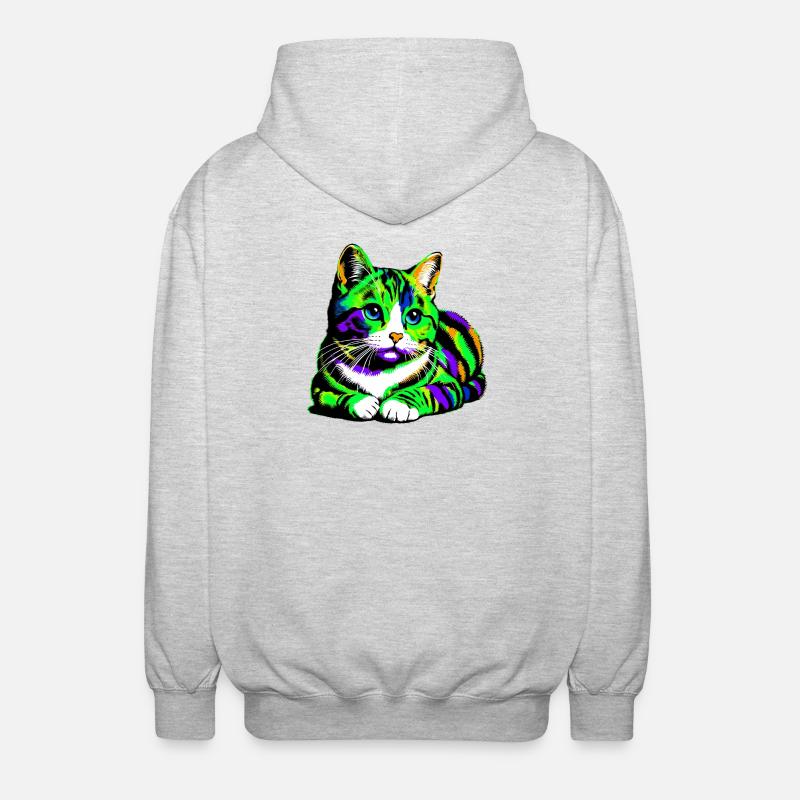 Chat - Veste à capuche unisexe - gris clair chiné