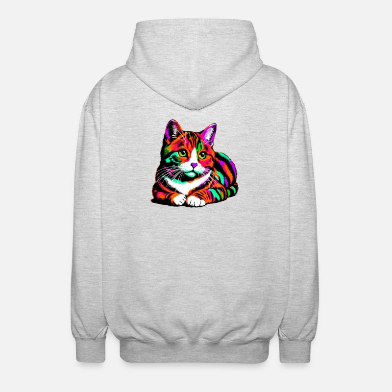 Katze - Unisex Kapuzenjacke - Hellgrau meliert