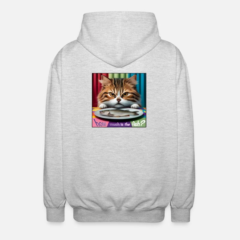 Combien coûte le chat poisson - Veste à capuche unisexe - gris clair chiné