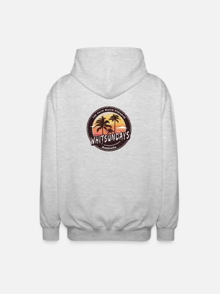 Whitsundays Australia Palm Trees Design - Unisex Hooded Jacket - light heather grey