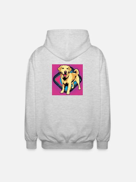 Comic Dog - Golden Retriever - Unisex Hooded Jacket - light heather grey