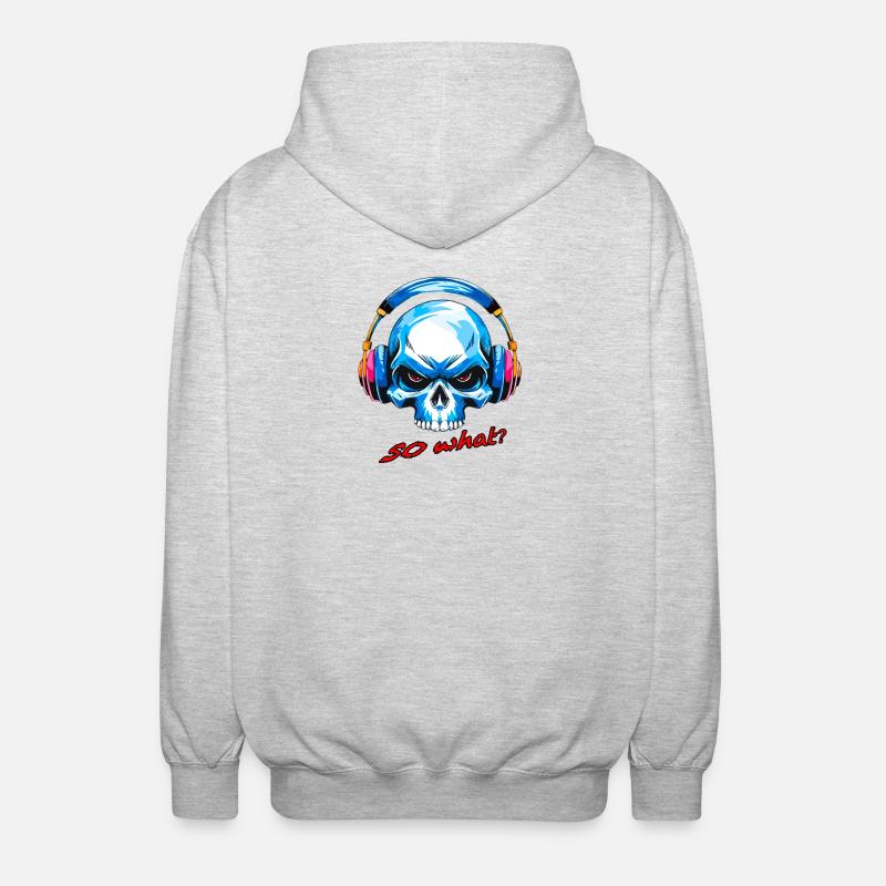 Schädel so what - Unisex Kapuzenjacke - Hellgrau meliert