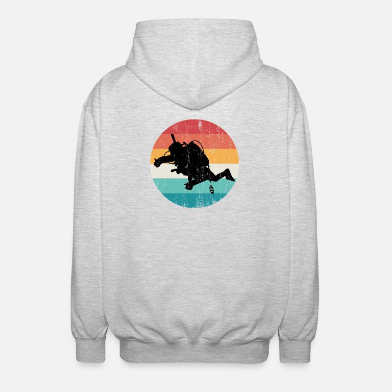 Silhouette rétro de plongeur arc-en-ciel - Veste à capuche unisexe - gris clair chiné