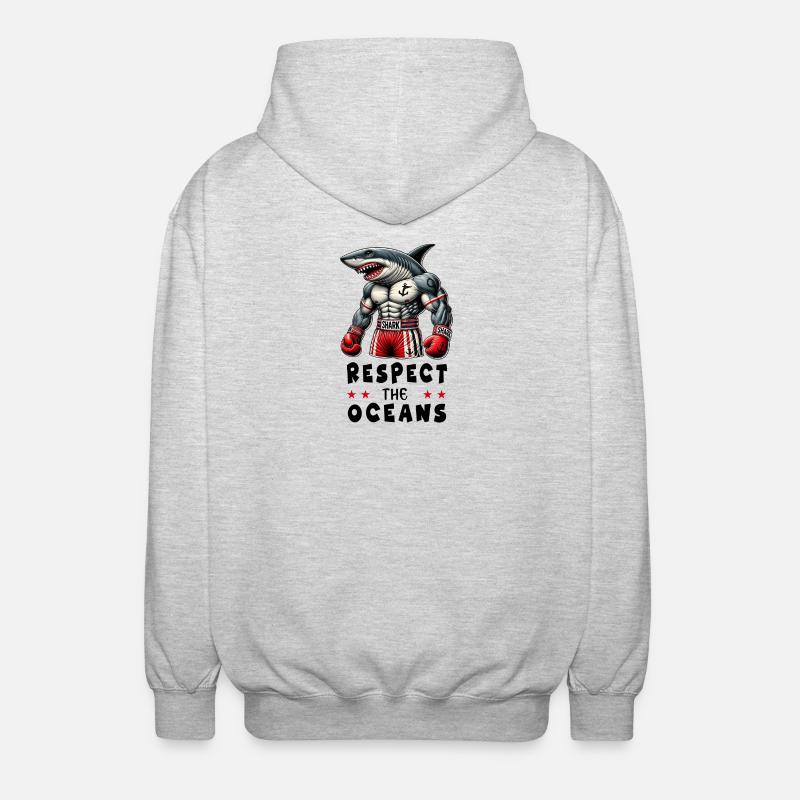 Respect du design Ocean Shark - Veste à capuche unisexe - gris clair chiné