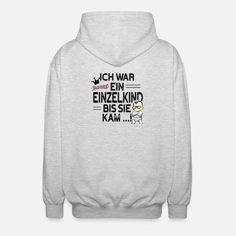 Einzelkind war gestern – Schwester kam! - Unisex Kapuzenjacke - Hellgrau meliert