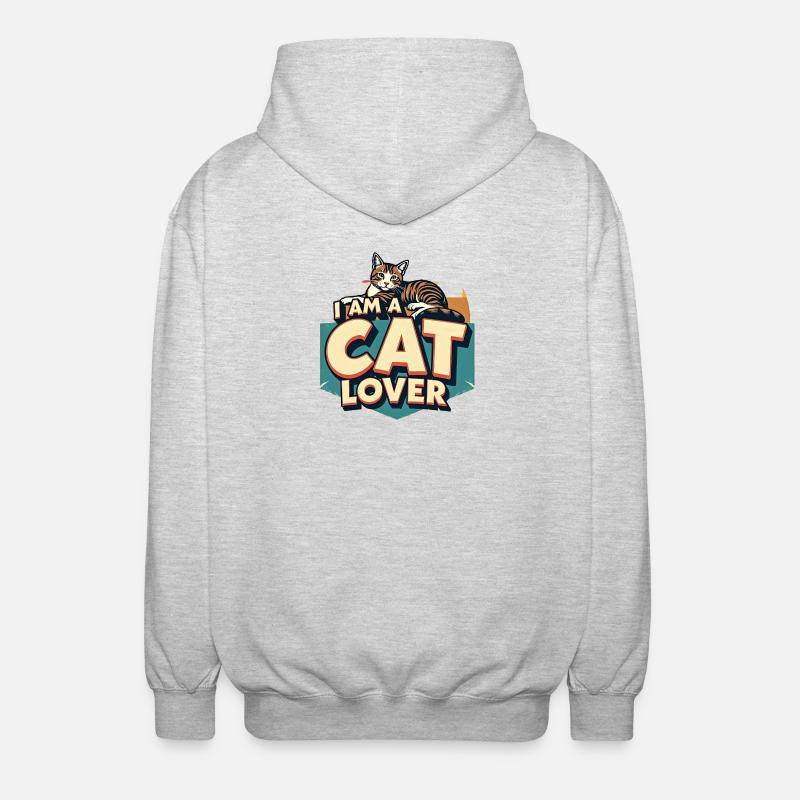 Ich bin ein Katzenliebhaber - Unisex Kapuzenjacke - Hellgrau meliert