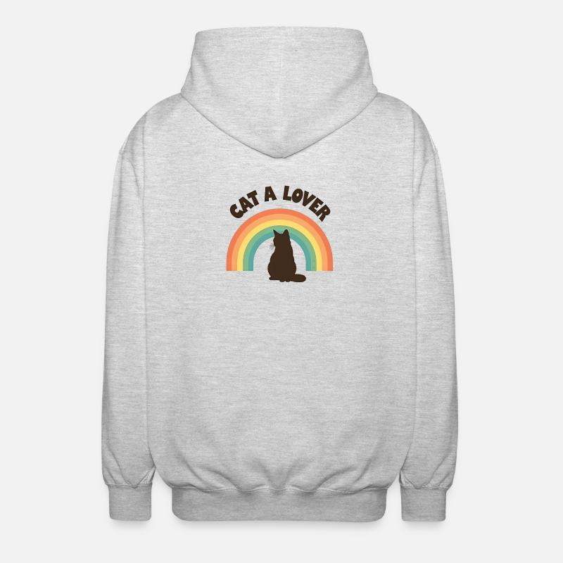 Chat amour arc-en-ciel - Veste à capuche unisexe - gris clair chiné