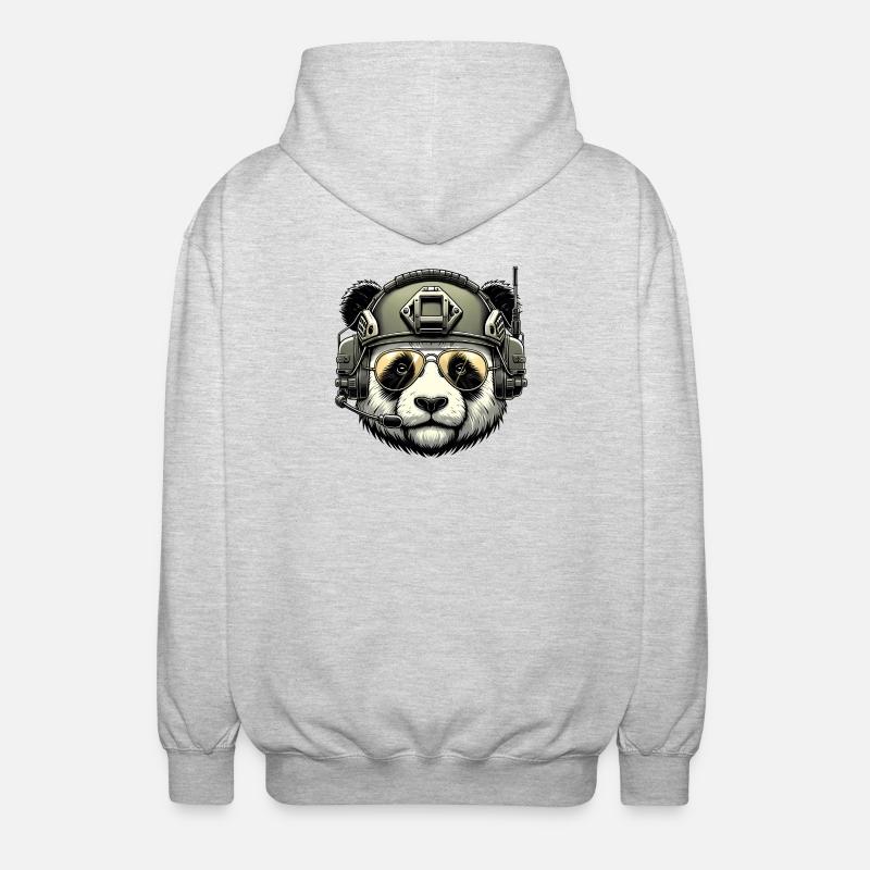 Panda Military Army Design - Veste à capuche unisexe - gris clair chiné
