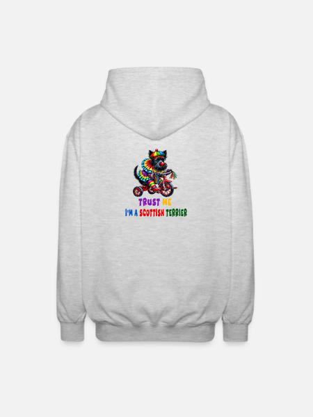 Clown Terrier on Tricycle - Unisex Hooded Jacket - light heather grey