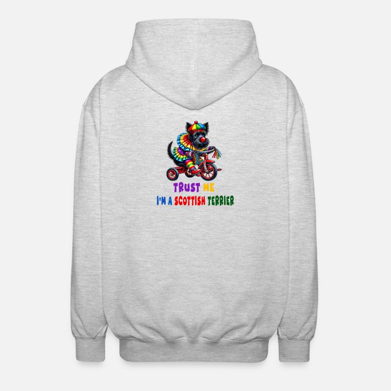 Clown Terrier auf Dreirad - Unisex Kapuzenjacke - Hellgrau meliert