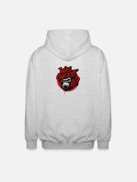 Was guckst du? - Unisex Kapuzenjacke - Hellgrau meliert