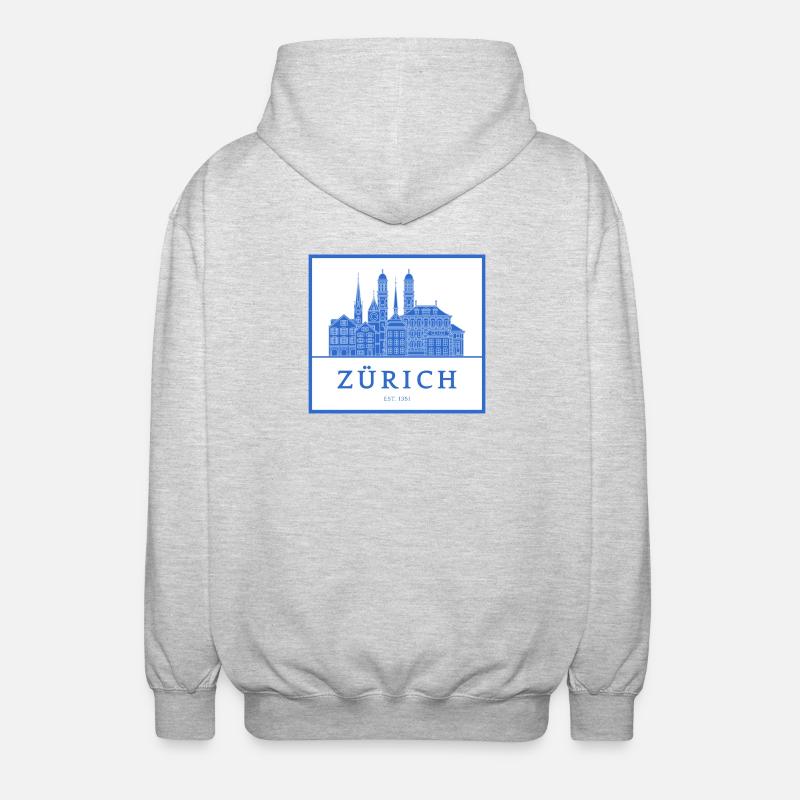 Silhouette bleue de Zurich Skyline - Veste à capuche unisexe - gris clair chiné