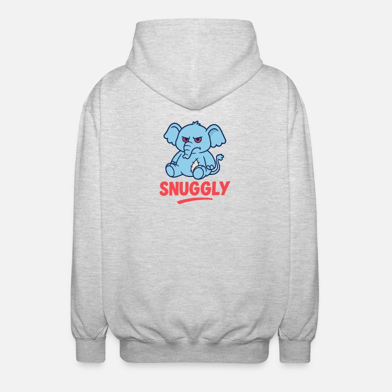 Grumpy Elephant - Unisex Hooded Jacket - light heather grey