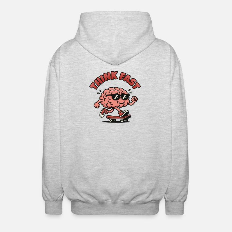 Denk an Fast Brain Skate. - Unisex Kapuzenjacke - Hellgrau meliert