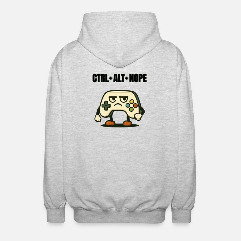 CTRL ALT NOPE Controller Meme - Unisex Hooded Jacket - light heather grey