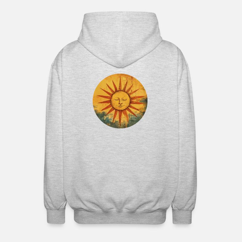 Sonne - Unisex Kapuzenjacke - Hellgrau meliert