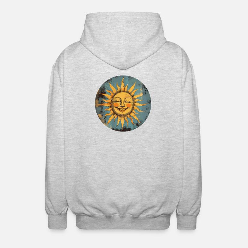 Sonne - Unisex Kapuzenjacke - Hellgrau meliert