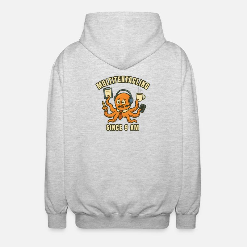 Multitasking Octopus at 9 a.m. - Unisex Hooded Jacket - light heather grey