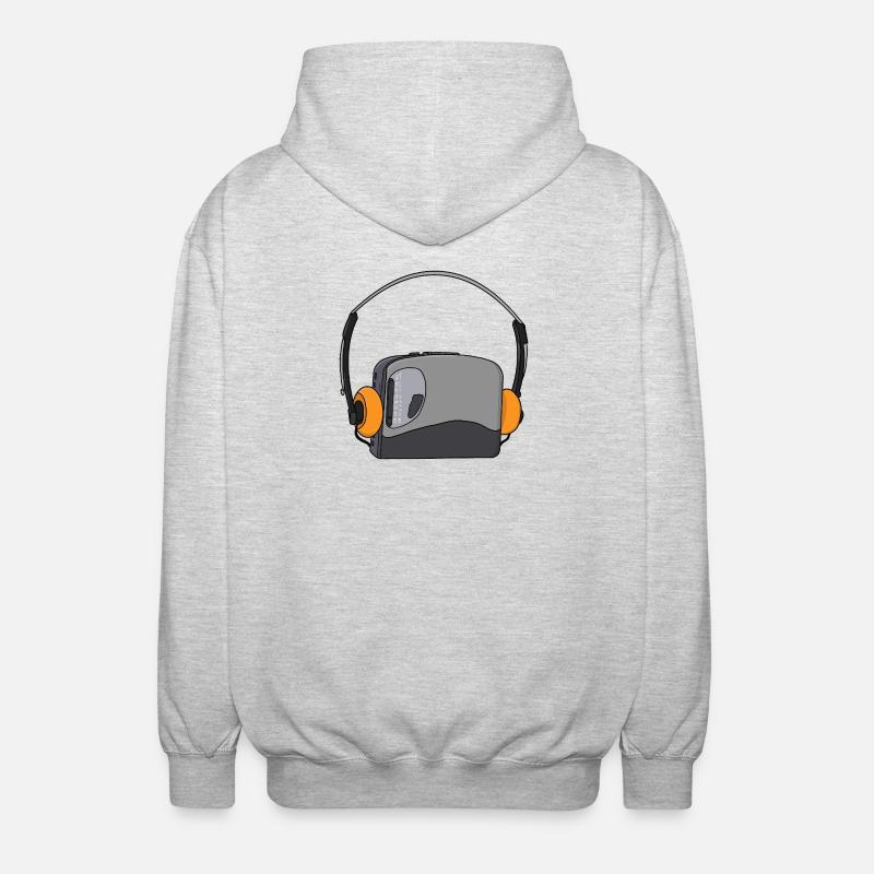 Cooler tragbarer Kassetten-Audio-Player - Unisex Kapuzenjacke - Hellgrau meliert