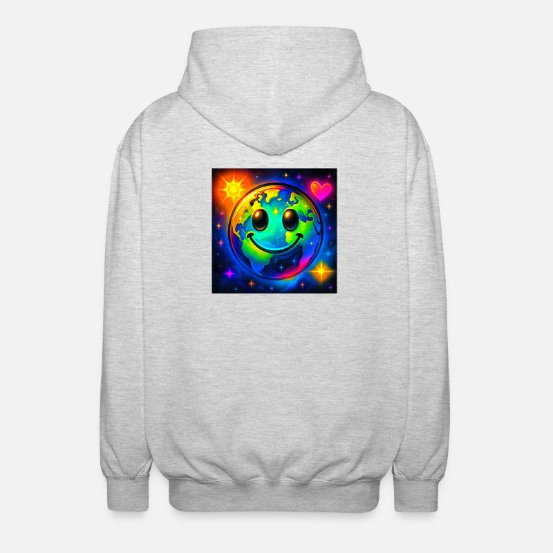 Farbige Glückserde im Neon-Universum - Unisex Kapuzenjacke - Hellgrau meliert