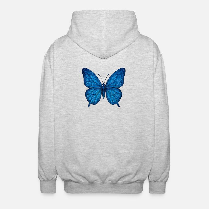 Blauer Schmetterling - Unisex Kapuzenjacke - Hellgrau meliert