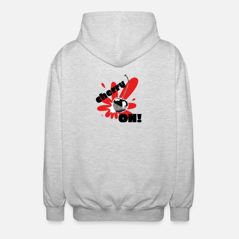 Kirsche auf! - Unisex Kapuzenjacke - Hellgrau meliert
