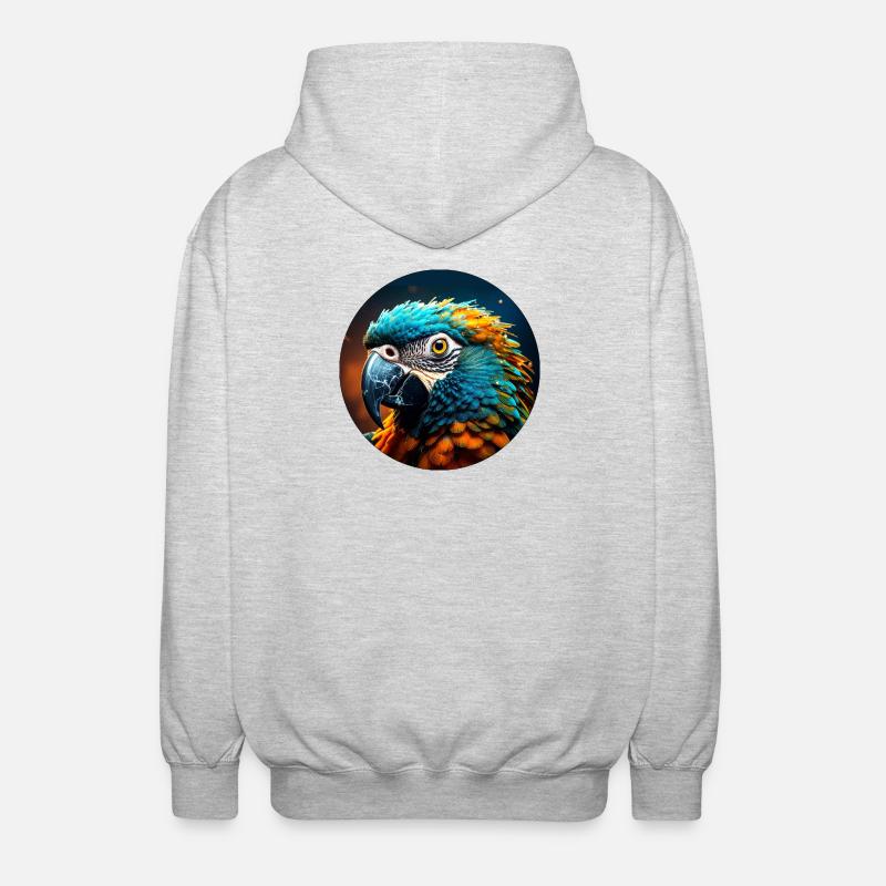 papagei,bunt,pailletten,glitzer,vogel - Unisex Kapuzenjacke - Hellgrau meliert
