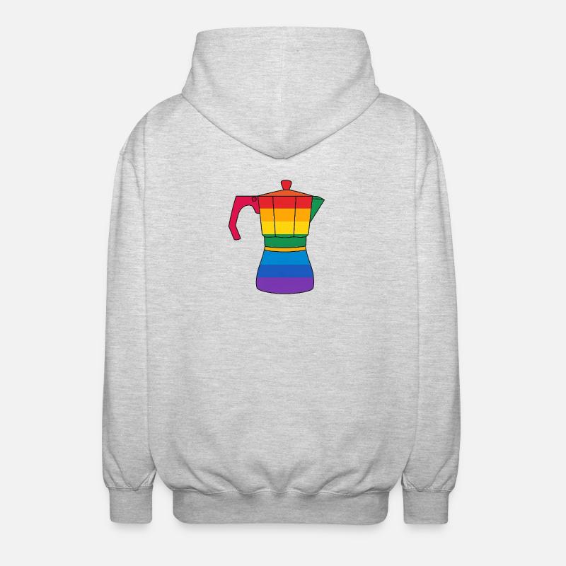Lebendige Regenbogen-Kaffeemaschine - Unisex Kapuzenjacke - Hellgrau meliert