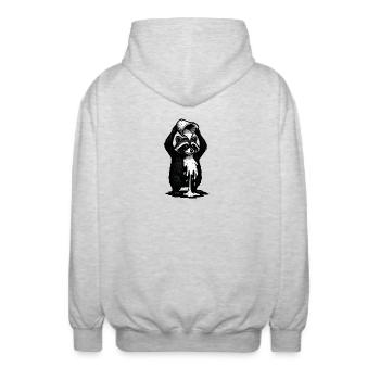 Waschbär mit Farbeimer - Unisex Kapuzenjacke - Hellgrau meliert - Hinten - AI Model Male 185 light (185cm)