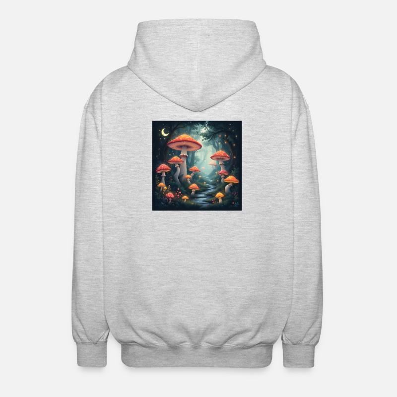 Forêt de champignons - Veste à capuche unisexe - gris clair chiné
