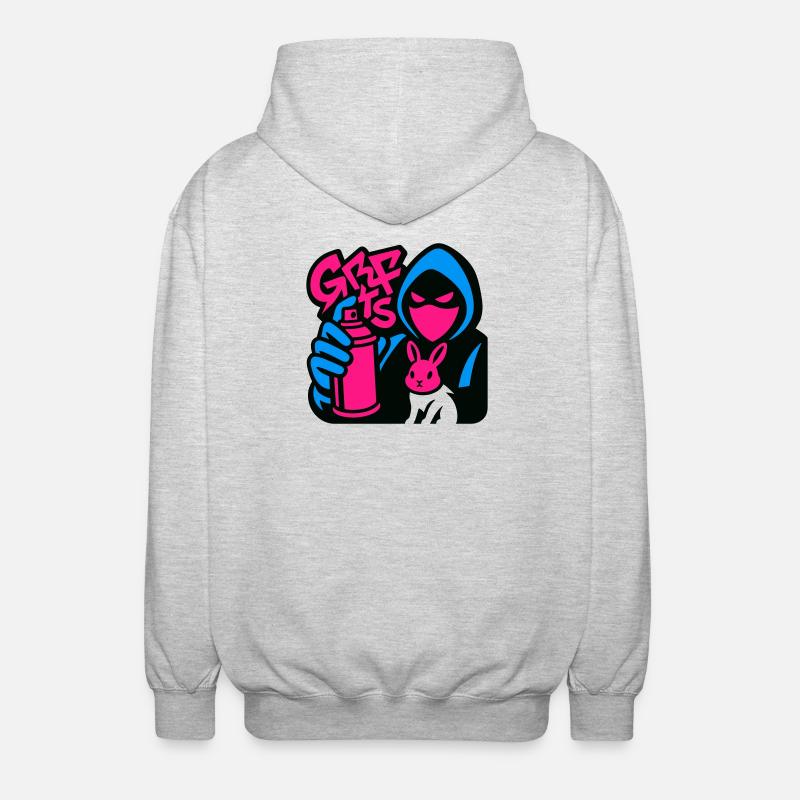 Graffiti Rabbit blue/pink - Unisex Kapuzenjacke - Hellgrau meliert